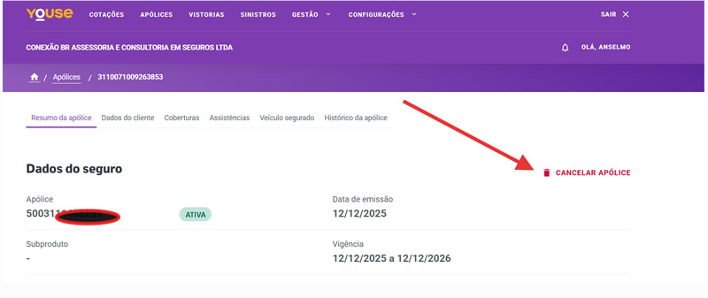 Cancelar apólice