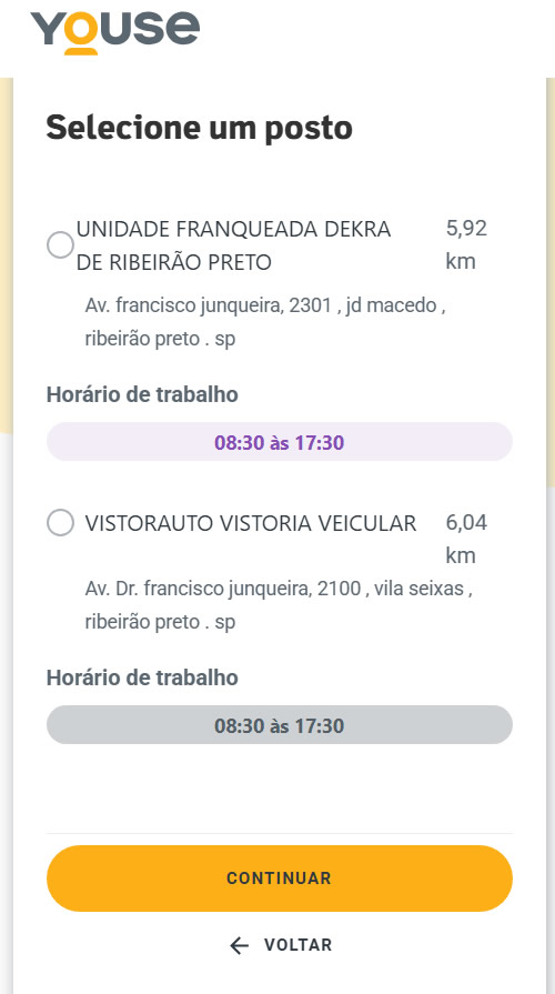 Selecionar data da vistoria