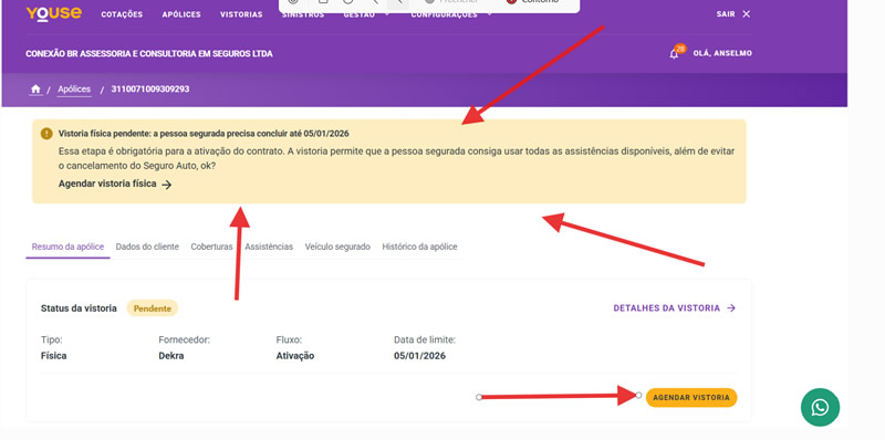Agendar vistoria prévia
