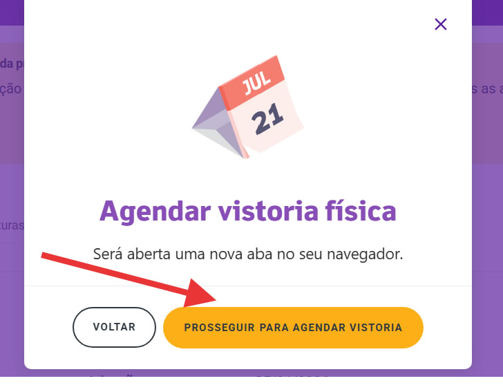 Prosseguir agendamento vistoria